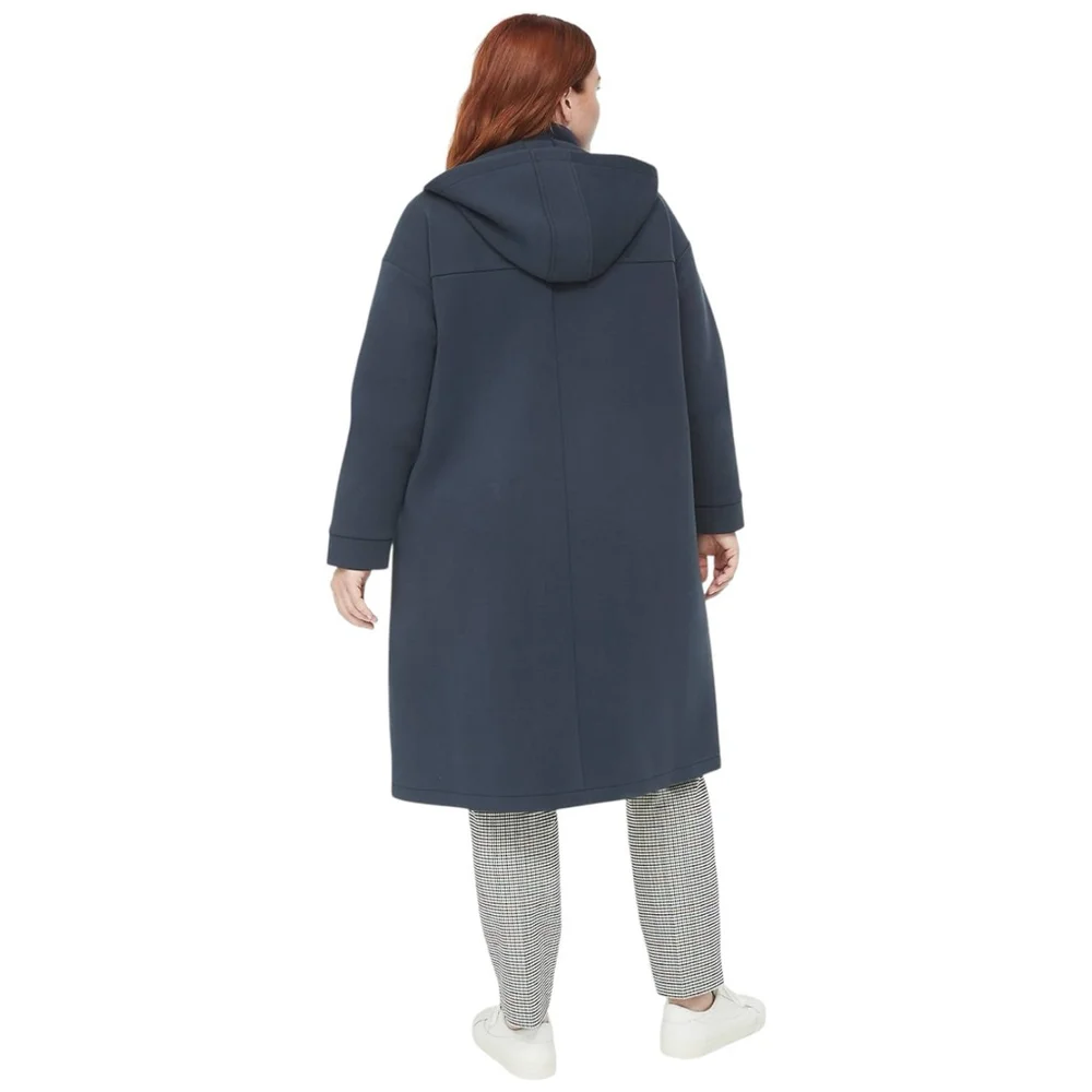 LANE BRYANT Scuba Long Jacket Navy Blue Hooded Coat NWT Size 18/20 MSRP $139 - Picture 3 of 8